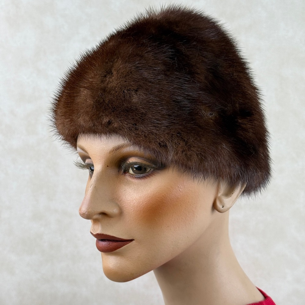 Famous Barr French Room Mink Fur Women's Hat Brown Vintage size SMALL